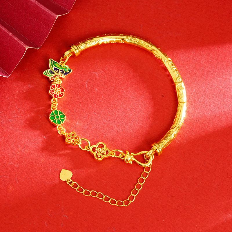 Nuevo estilo oro mariposa amor flor pulsera seguro feliz aleación de cobre todo-Partido chica pequeña pulsera Pequeño Libro Rojo mismo estilo dulce