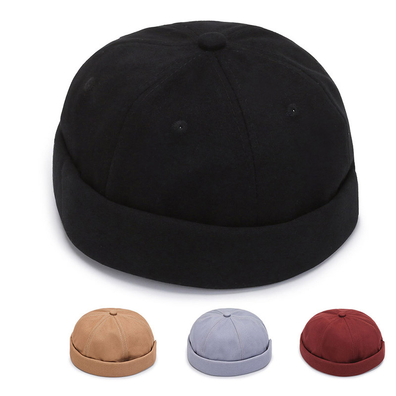瓜皮帽韩版街舞帽子个性无檐圆帽水手地主帽男女ins小众潮流氓帽