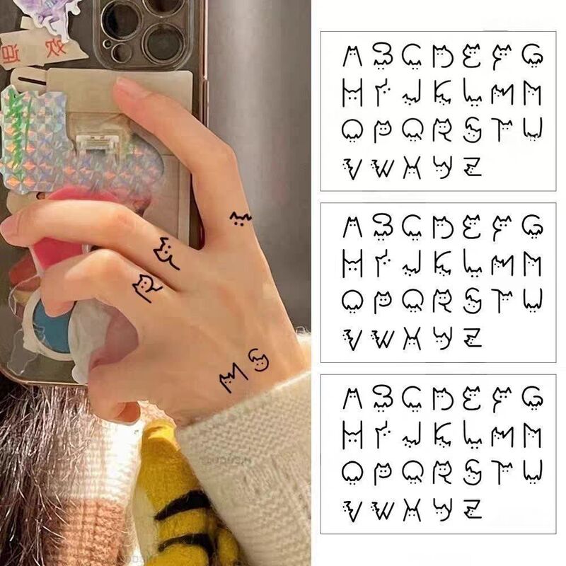 Kitten Letter Tattoo Stickers for Women, Pattern Stickers, Ins Style, Waterproof, Long-Lasting, 26 Letters, Diy, Realistic, Children's Day Kitten Letter Tattoo Stickers for Women, Pattern Stickers, Ins Style, Waterproof, Long-Lasting, 26 Letters, Diy, Realistic, Children's Day