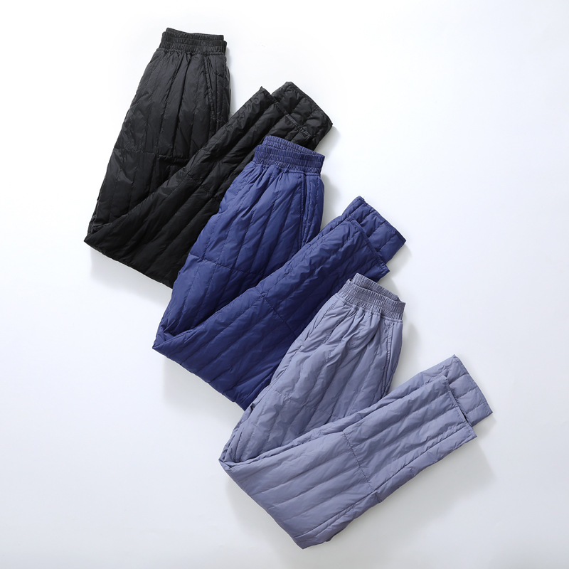Down Pants Men's Middle-aged and Elderly Lightweight Warm Inner Pants Autumn and Winter New White Duck Down Warm Pants Fashionable