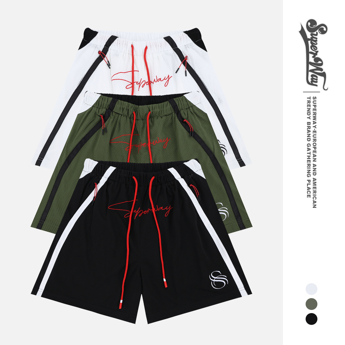 Lanhai Men's 2025 Spring and Summer American Shorts Heavy Industry Elite Quick-drying Mesh Contrast Stitching Casual Sports Pants for Men