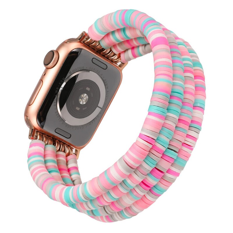 アップルのapple watchの腕時計の女性のかわいいファッションの多彩な弾力性の夏のビーチのビーズのブレスレットを適用します。|undefined