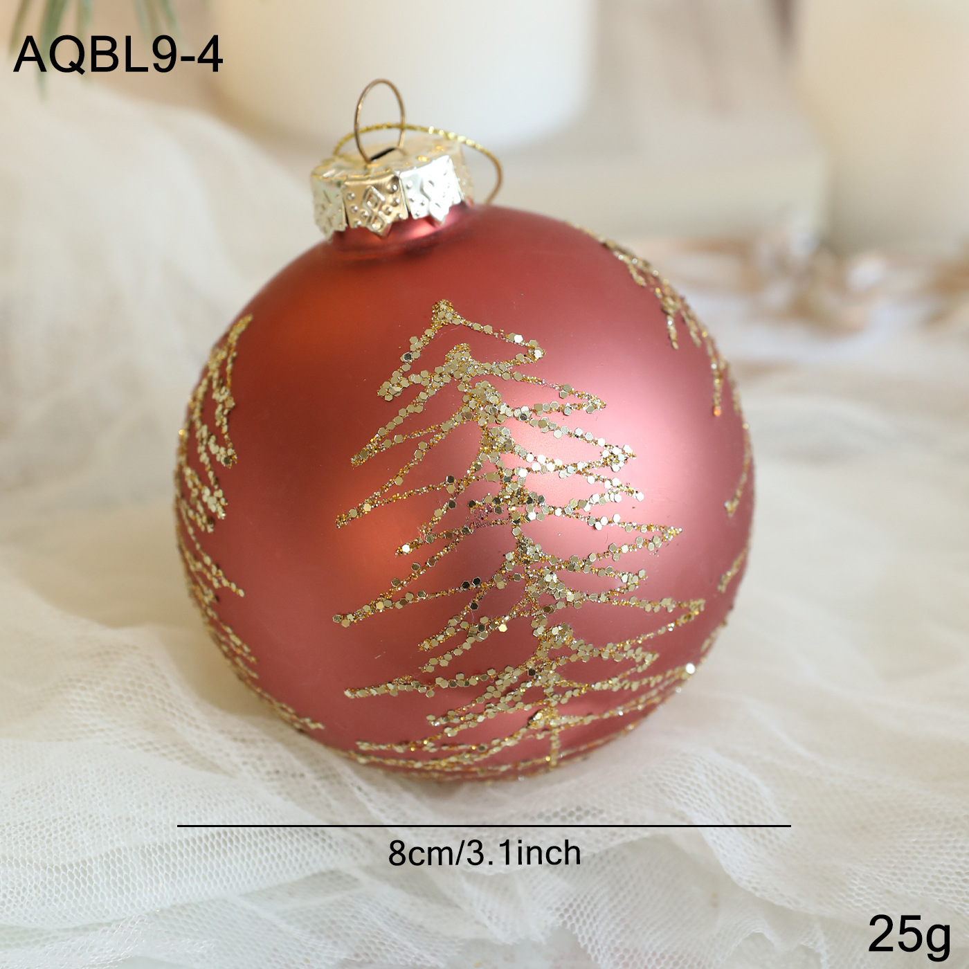Bola de vidrio de color de 8cm esparciendo bolas colgantes en polvo decoración del árbol de Navidad decoración del colgante de bola hueca disposición del Festival