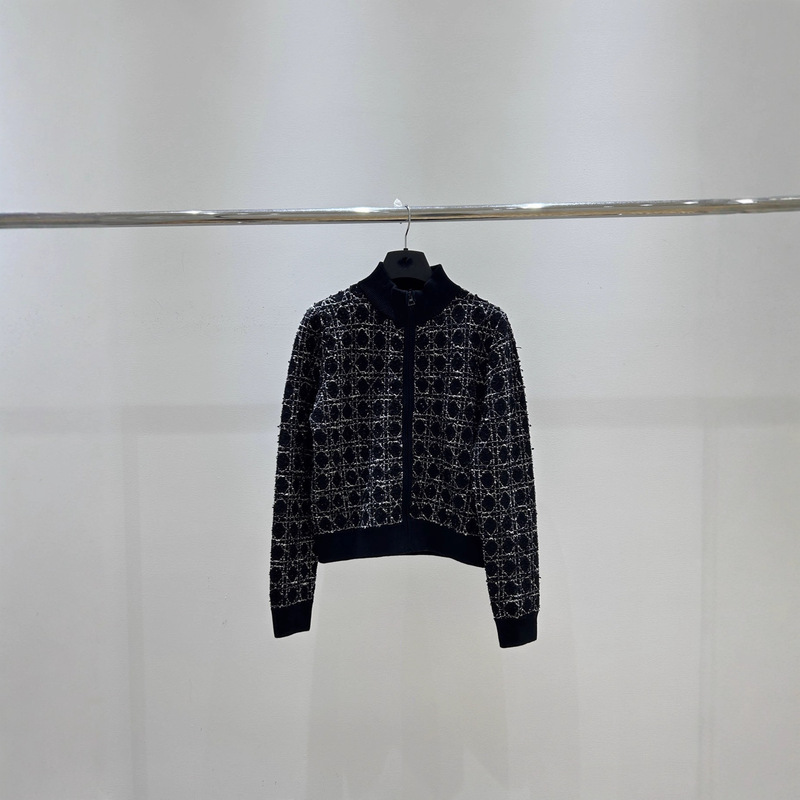 Small Stand-Up Collar Jacket for Women, New Autumn and Winter 2025, Loose Fashion Jacket, Cd New Style, Black Diamond Pattern Knitwear Small Stand-Up Collar Jacket for Women, New Autumn and Winter 2025, Loose Fashion Jacket, Cd New Style, Black Diamond Pattern Knitwear
