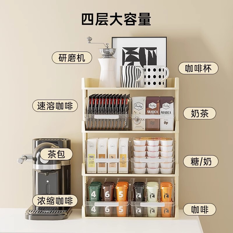 茶包收纳盒办公室茶水间桌面咖啡胶囊收纳架吧台速溶透明置物架|undefined