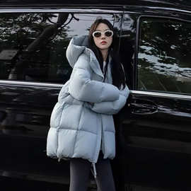 贝贝款2025泡芙90白鸭绒无胆加厚保暖连帽羽绒服女时尚面包服