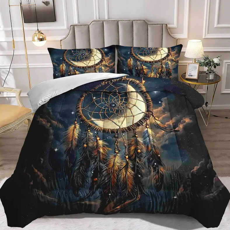 TEMU / JIT transfronterizo dreamcatcher 3D impresión digital 180gms edredón conjunto de ropa de cama
