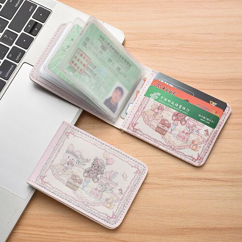 Picnic Bear Bear Driving License Driving Permit Cute Cartoon Creative Girl Floral Edge Protective Case Bank Card Card Holder
