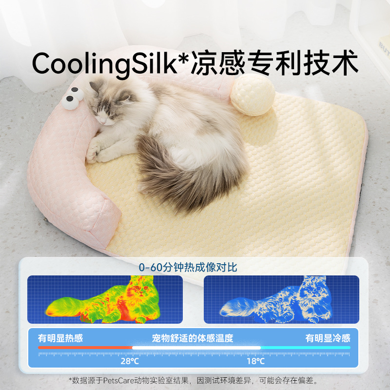 Gatos, primavera y verano, ojos grandes, cojín de signo de interrogación divertido, sofá de caseta para gatos de frijoles de hielo de verano, perrera, cojín para dormir para mascotas