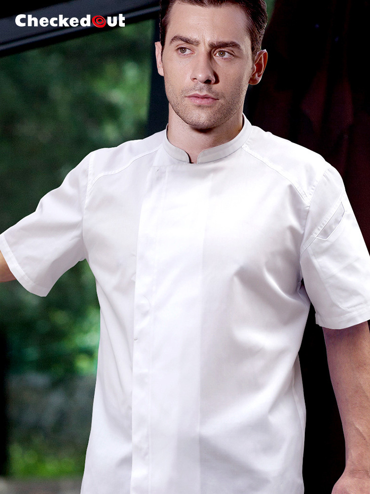 Chef Work Clothes Short-Sleeved Hotel Back Kitchen Men's and Women's Clothes with Customized Logo Hotel Western Restaurant Work Clothes Chef Clothes