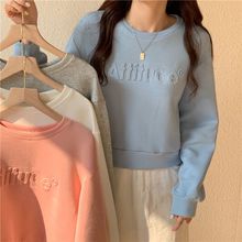 圆领美式卡腰短款卫衣女2023新款春秋薄款宽松小个子洋气潮牌上衣