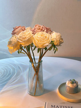 玫瑰花假花花摆设餐桌桌面客厅卧室装饰摆件饰品永生干花花束