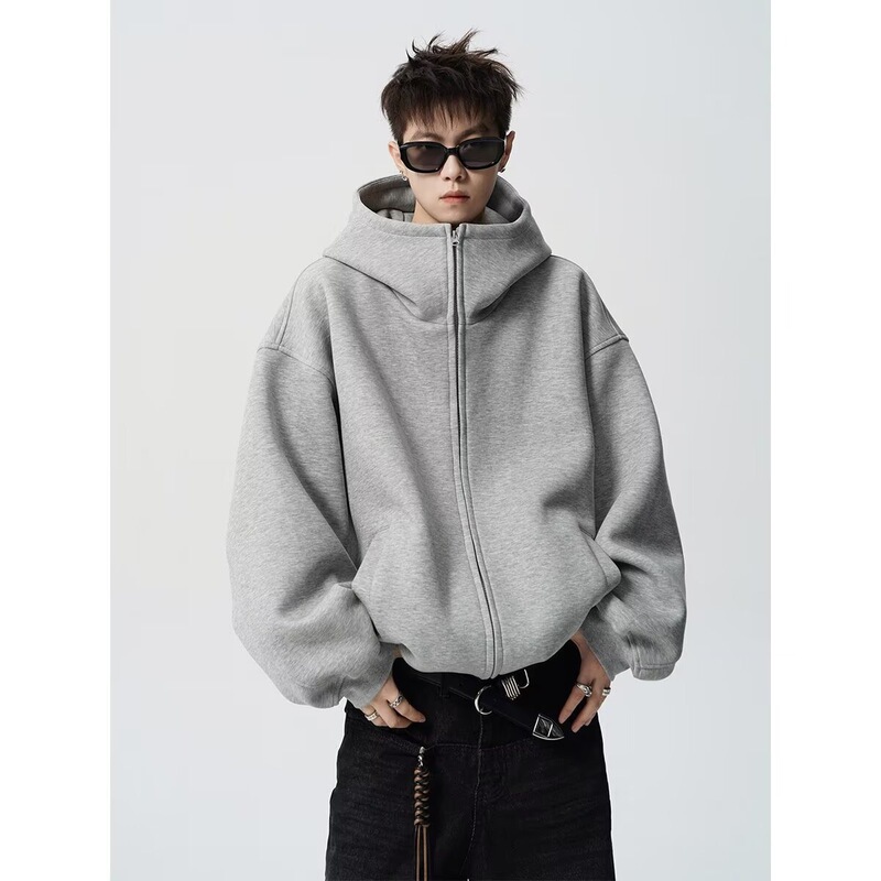 2025 American Heavyweight Air Layer Double Zipper Cardigan Hooded Sweatshirt Jacket for Men and Women Loose Silhouette Casual Top 2025 American Heavyweight Air Layer Double Zipper Cardigan Hooded Sweatshirt Jacket for Men and Women Loose Silhouette Casual Top
