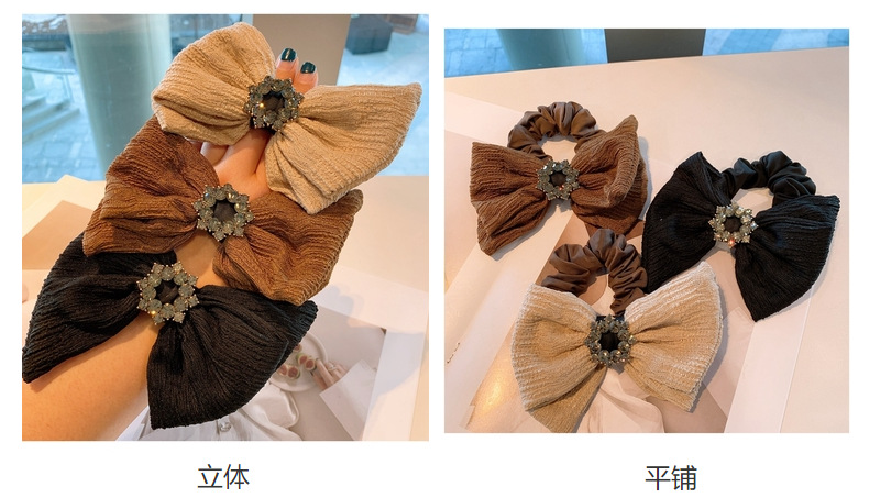 Retro Diamond Wave Embossed Folds Bow Hair Scrunchies display picture 26