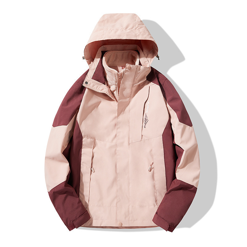 Chaqueta Impermeable 3 en 1 de Dos Piezas para Mujer A Prueba de Viento Desmontable para Exterior