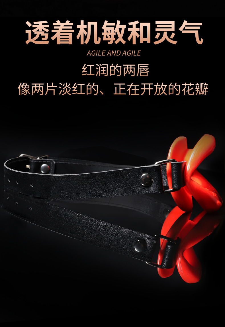 SM Mouth Gag Ball and Handcuffs Set in Black Alloy and Faux Leather for Adult Couples — detail image 21