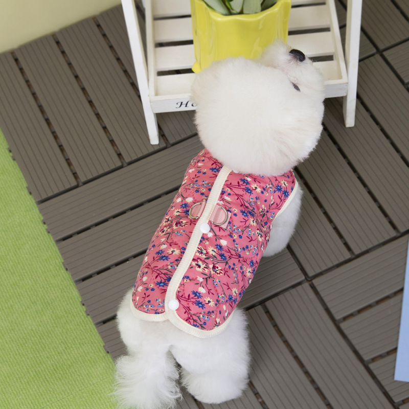 宠物服装小型犬狗衣服猫咪秋冬保暖舒适新款批发25碎花棉背心|undefined