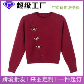 秋冬新款跨境欧美外贸服装圣诞高领毛衣女外穿外套定制加工厂贴牌