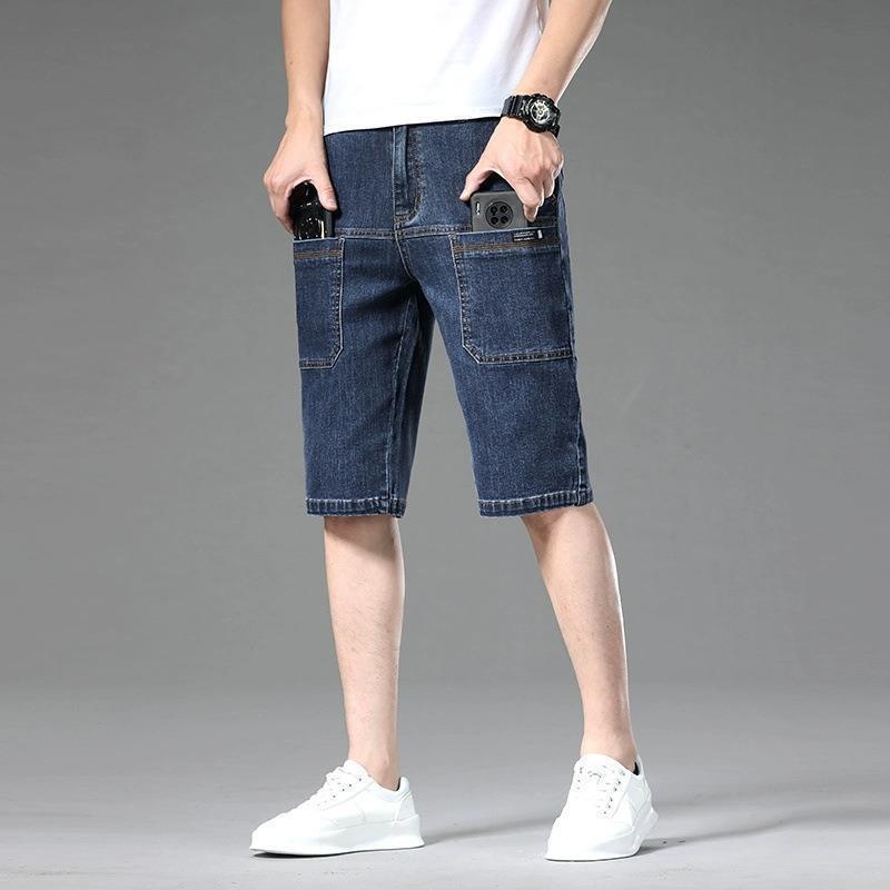 Sonic-shaking Explosive Six-pocket Denim Shorts Men's Trendy Brand 7-point Tooling Multi-pocket Casual Loose Five-point Pants for Men