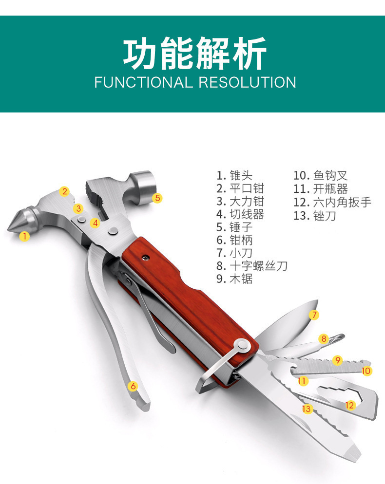 Multifunctional metal safety hammer, car cone-shaped hammer, car outdoor emergency escape hammer, vehicle-mounted safety hammer