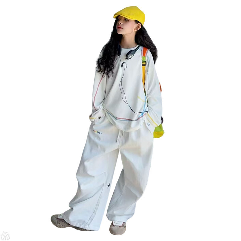 女童运动套装春秋季2025新款女孩大童韩系穿搭儿童休闲卫裤两件套|undefined