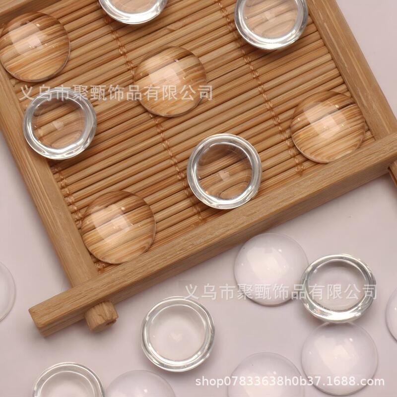 6-16mm Glass Half-Round Cabochon Imitation White Crystal Doll Eye Loose Stone for Ring, Necklace, Bracelet Inlay