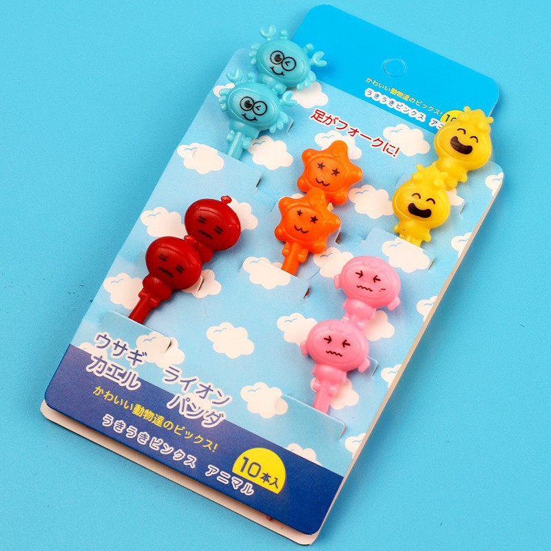 Cartoon japonés encantador tenedor de fruta transfronterizo venta caliente stick de fruta creativa decoración mini tenedor de fruta al por mayor