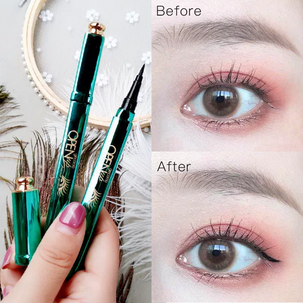 Gemeng Peacock Opening Eyeliner Quick-Drying, Waterproof, Sweatproof, Not Easy to Smudge, Long-Lasting Beginner Liquid Eyeliner Pen Makeup