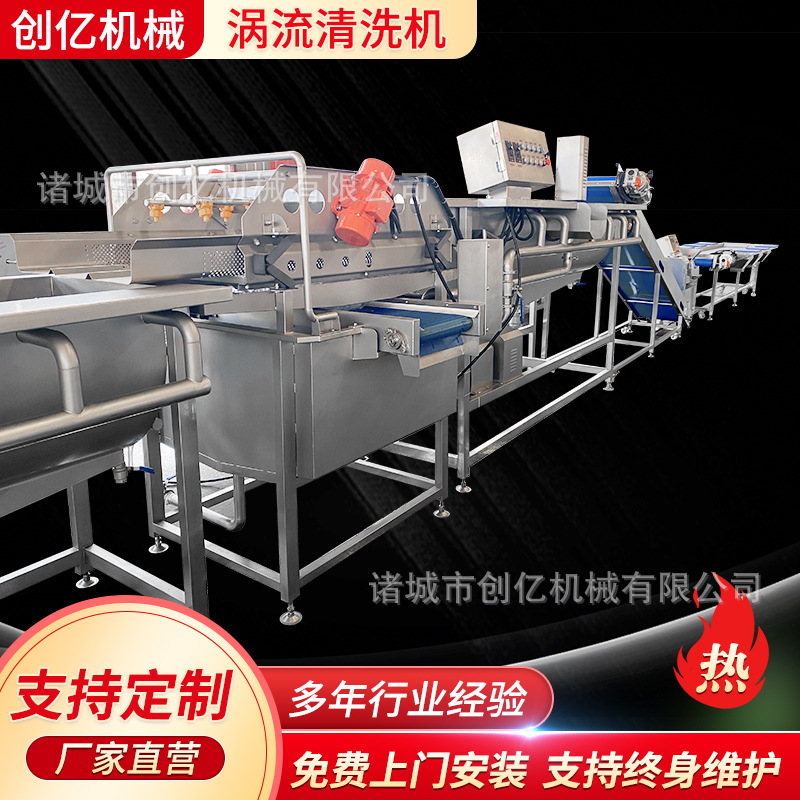 果蔬涡流清洗设备 全自动清洗设备小龙虾沥水线菜叶类蔬菜清洗机