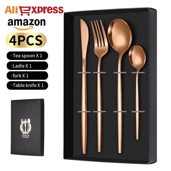 Portuguese knife and fork spoon set-rose gold