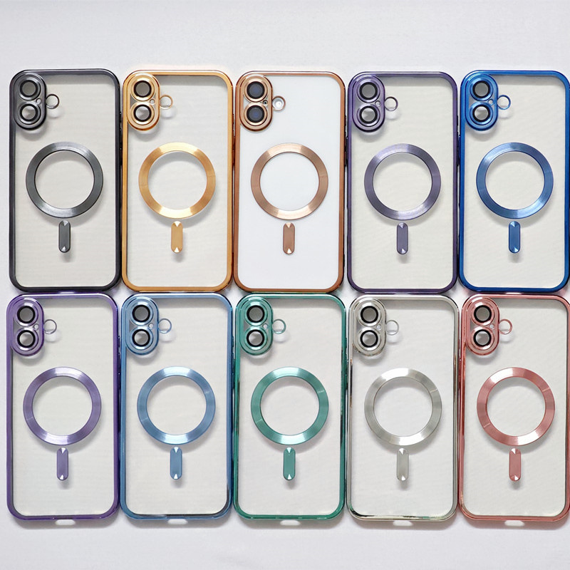 Electroplating Magnetic Iphone17 Mobile Phone Case Suitable for Apple 16/15 Transparent 13 Soft Shell 14 Export 12P Cross-Border Xr