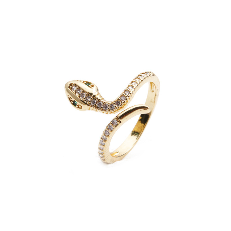 Nihaojewelry Fashion Snake-shape Copper Inlaid Zircon Ring display picture 2