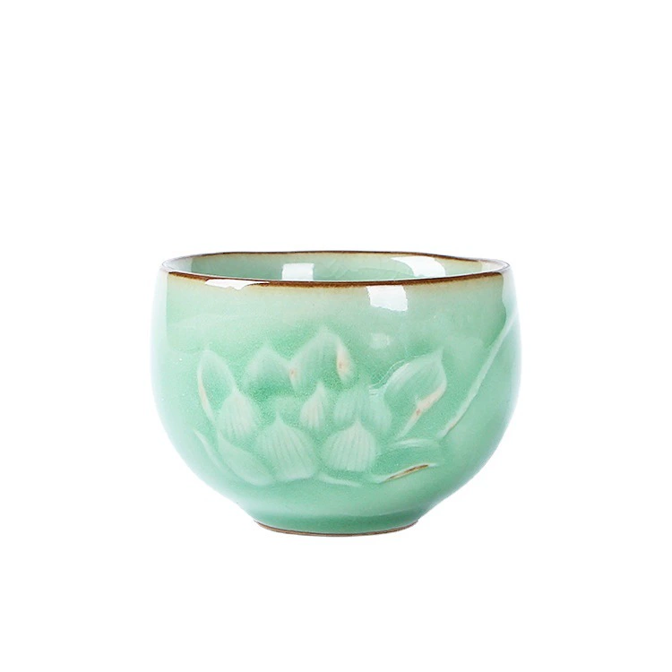 Tea Tasting Cup (Kongshan Xinyu) Longquan Celadon Ge Kiln, Ice-Crack Glaze Ceramic Master Cup