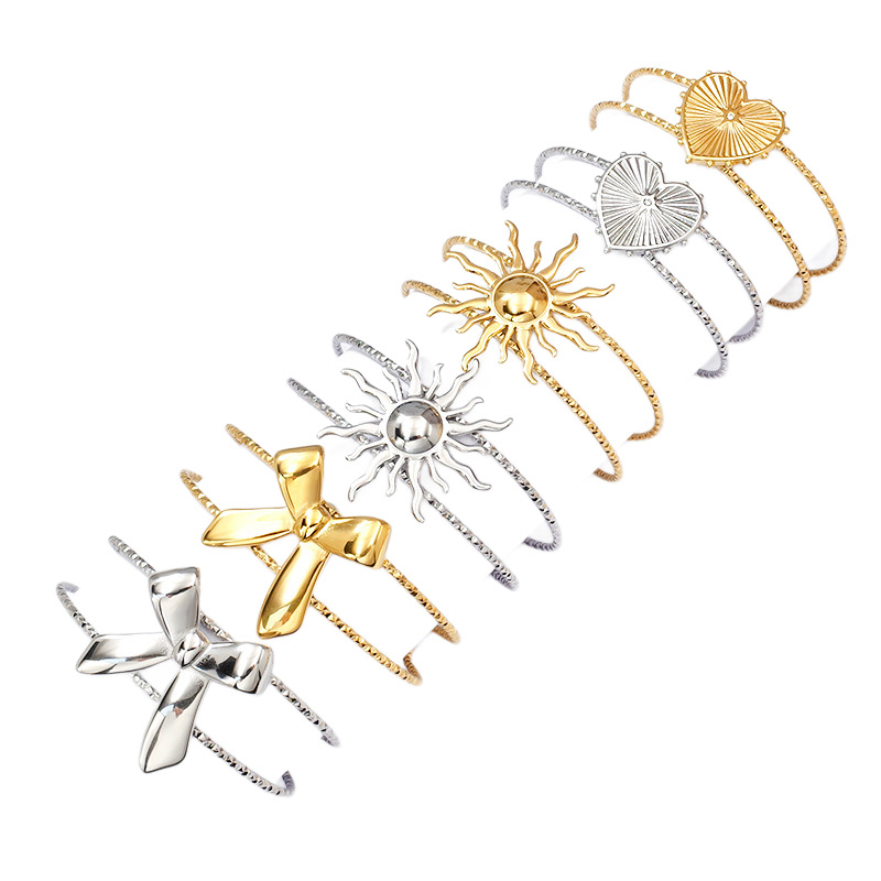 Brazalete solar abierto dorado de estilo europeo y americano para mujeres ligero lujo pequeño diseño de moda personalidad de esmeralda joyas de brazaletes universales