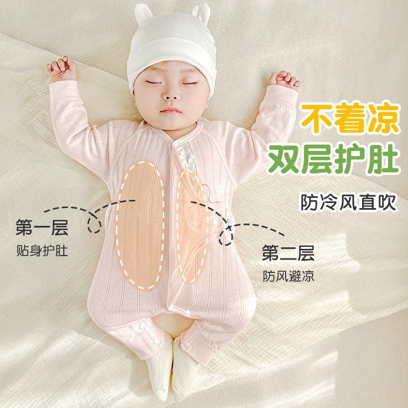Ropa de bebé recién nacido para primavera, otoño y principios de invierno, 100% algodón puro, pelele estilo kimono de capa base fina para bebés de 3 meses, mono para recién nacido. image 3