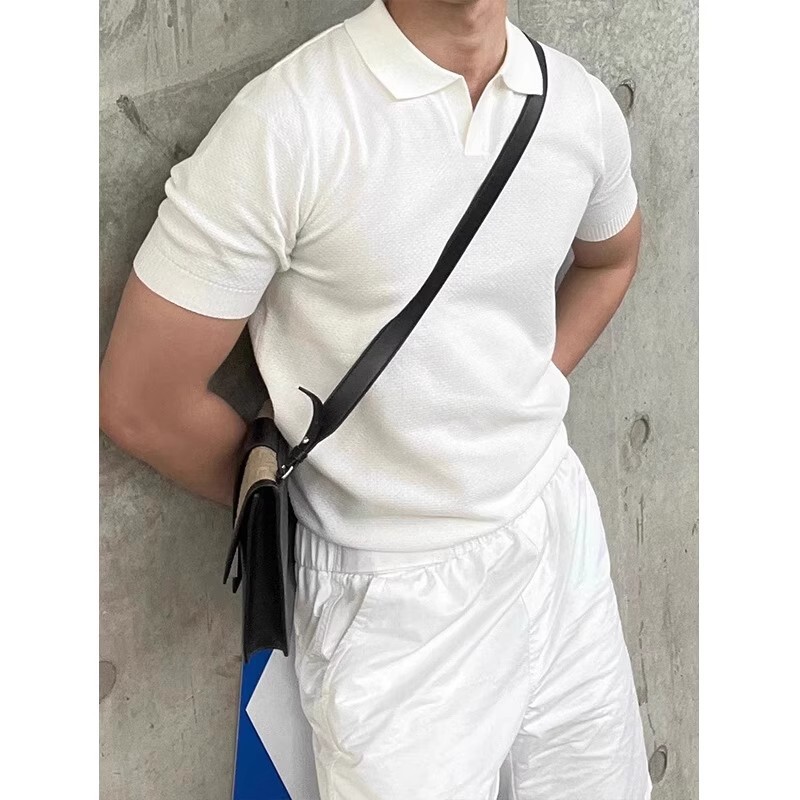 Salt-Style Boyfriend Style Summer Thin Pure Color Simple Polo Shirt Men's Short-Sleeved Lapel T-Shirt Top Paul Men Salt-Style Boyfriend Style Summer Thin Pure Color Simple Polo Shirt Men's Short-Sleeved Lapel T-Shirt Top Paul Men
