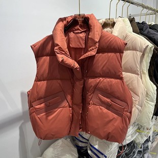2024 Winter New Down Jacket Vest Women's Short Simple Vertical Collar Thick Loose plus size Vest Coat Trendy
