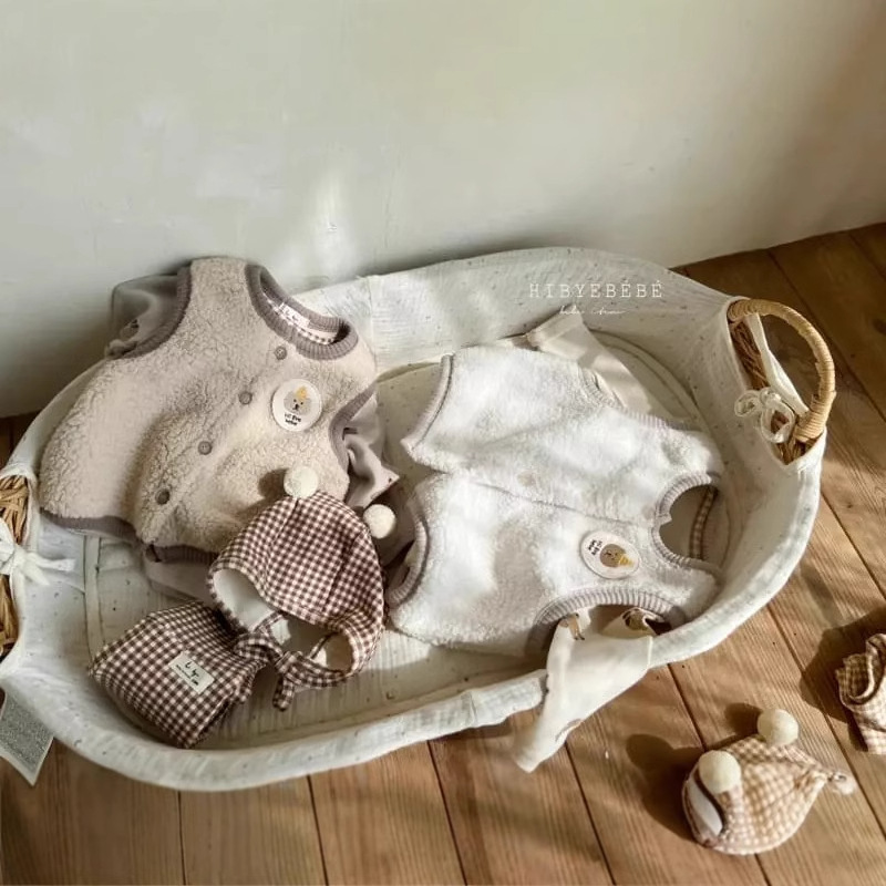 Chaleco de felpa de invierno para niños Ropa para niños de estilo coreano Bebé Oso de felpa Chaleco engrosado de doble capa Chaleco de bebé para niños
