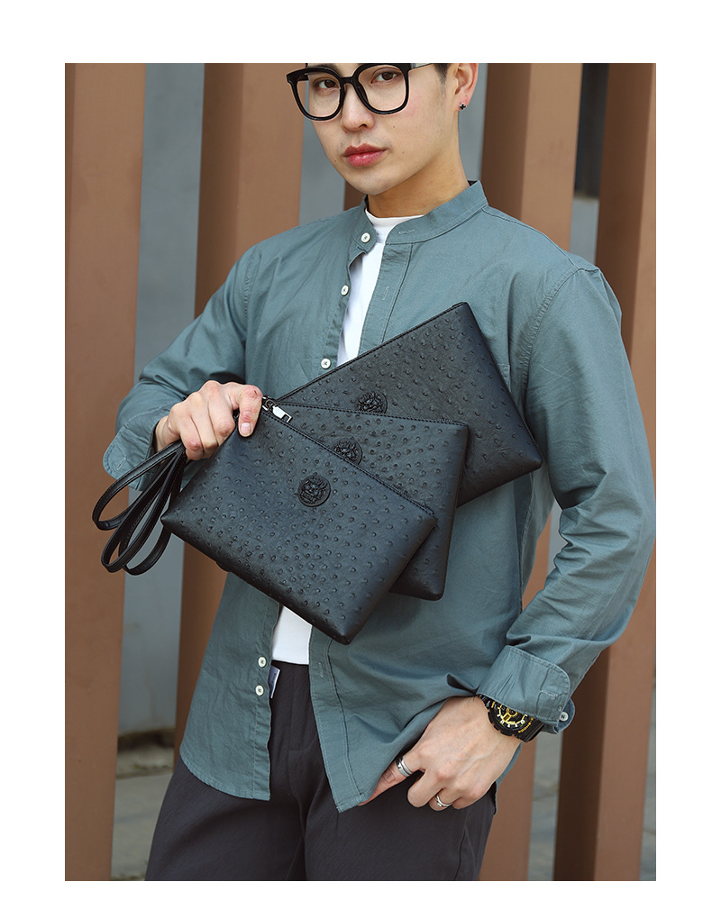 Men's Medium All Seasons Pu Leather Solid Color Fashion Square Zipper Clutch Bag display picture 4