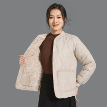 女士秋冬季保暖长袖棉内胆女轻薄棉衣男女同款棉服加绒螺纹领外套