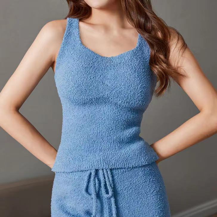 Internet Celebrity suave lana de cordero caliente chaleco largo corto con pecho pad Sling mujeres adelgazamiento que basa puede usar caliente