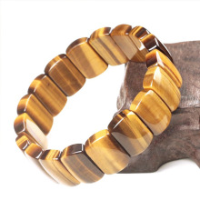 3A级纯天然黄虎眼石手牌虎睛石手串男女同款串珠单圈水晶霸气百搭