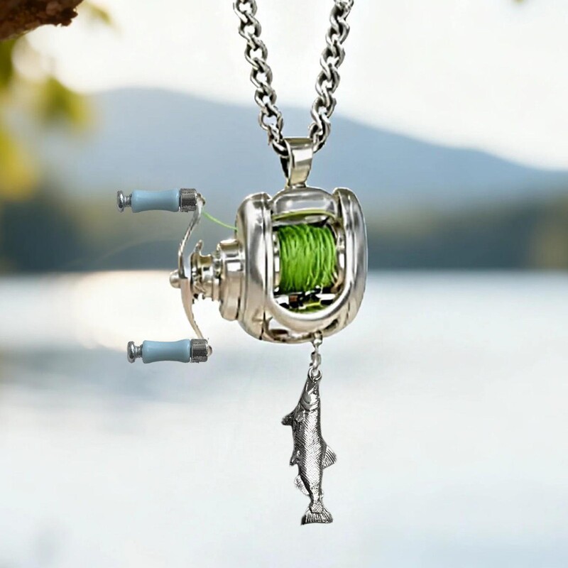 Cross-Border Quirky and Unique Mini Fishing Reel Jewelry Set Necklace