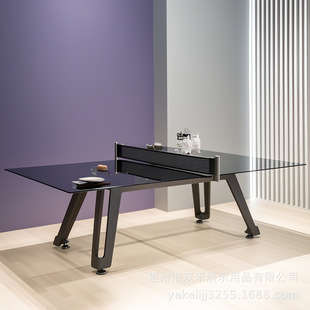 Indoor Crystal Table Tennis Table Tempered Glass Table Tennis Transparent High-End Table Tennis Table Dining Table Desk Integrated