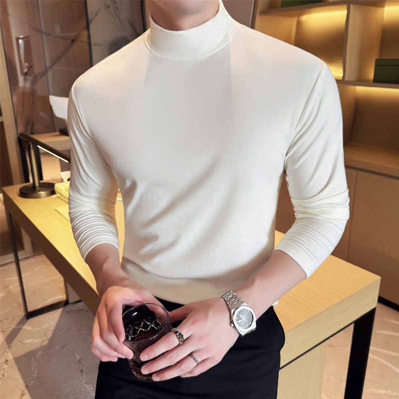Upgraded High-Quality Encrypted Text Delivery Douyin Men's Half Turtleneck Long-Sleeved T-Shirt with Wool Comfortable Bottoming Shirt for Men Upgraded High-Quality Encrypted Text Delivery Douyin Men's Half Turtleneck Long-Sleeved T-Shirt with Wool Comfortable Bottoming Shirt for Men