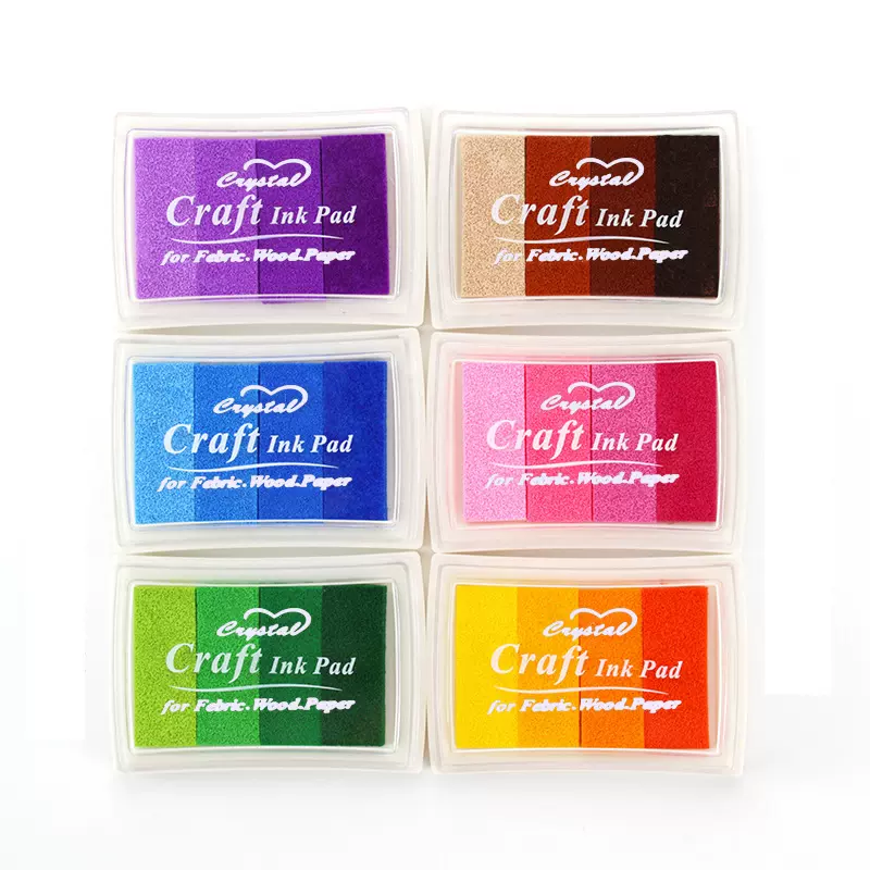 4色凹腰渐变色印泥创意可爱彩色印章伴侣迷你方形印泥儿童玩具