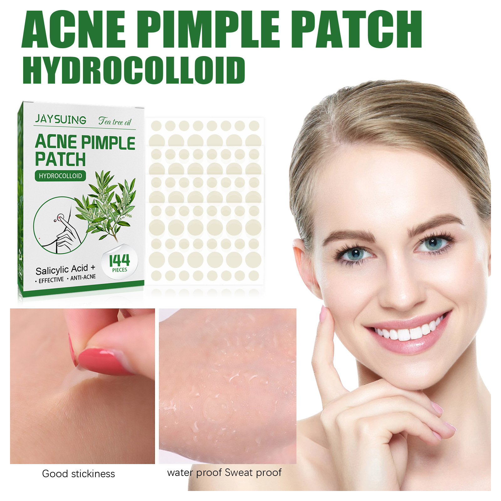 jaysuing Tea Tree Oil Acne Cleansing Patch Invisible Makeup Waterproof Moisturizing Acne Cleansing Patch Diminishes Closed Pimples