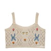 Summer retro short knitted bra top, tank top, flowered, with embroidery, lifting effect