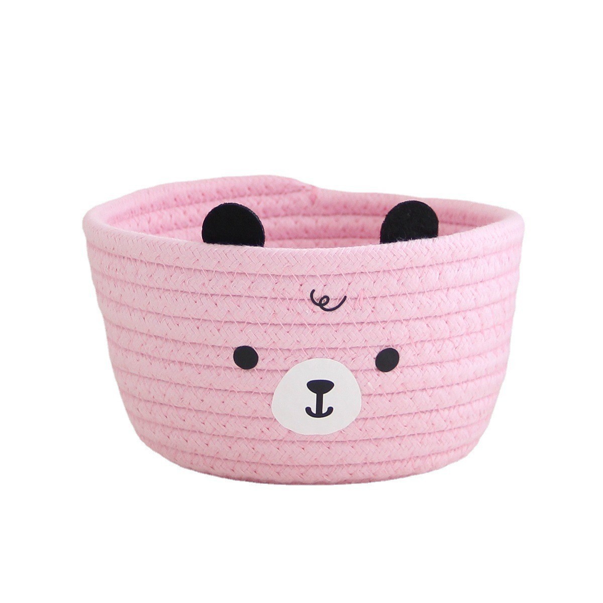 Oso caja de almacenamiento de cuerda de algodón tejida a mano cesta de almacenamiento de escritorio imitación ratán dibujos animados creativo almacenamiento lindo