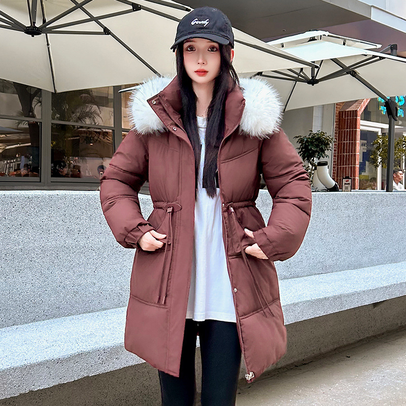 2025 ropa de algodón de invierno para mujeres nueva estilo de estilo extranjero coreano delgado simple sombrero desmontable abrigo de algodón